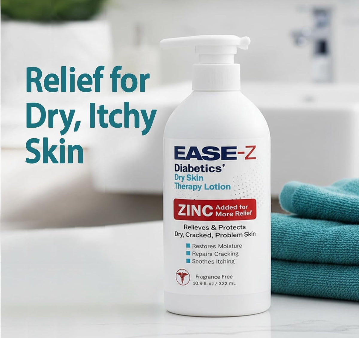 Ease-Z Diabetics' Dry Skin Therapy Lotion, Fragrance Free, 10.9 fl oz