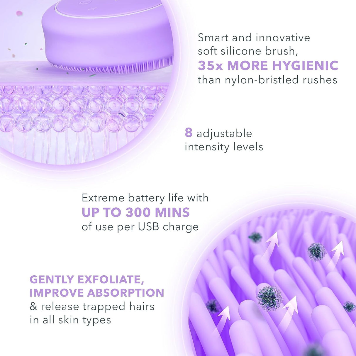 LUNA 4 body Massaging Body Brush, Lavender