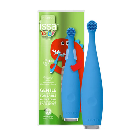 ISSA baby Soft Silicone Sonic Toothbrush, Bubble Blue Dino