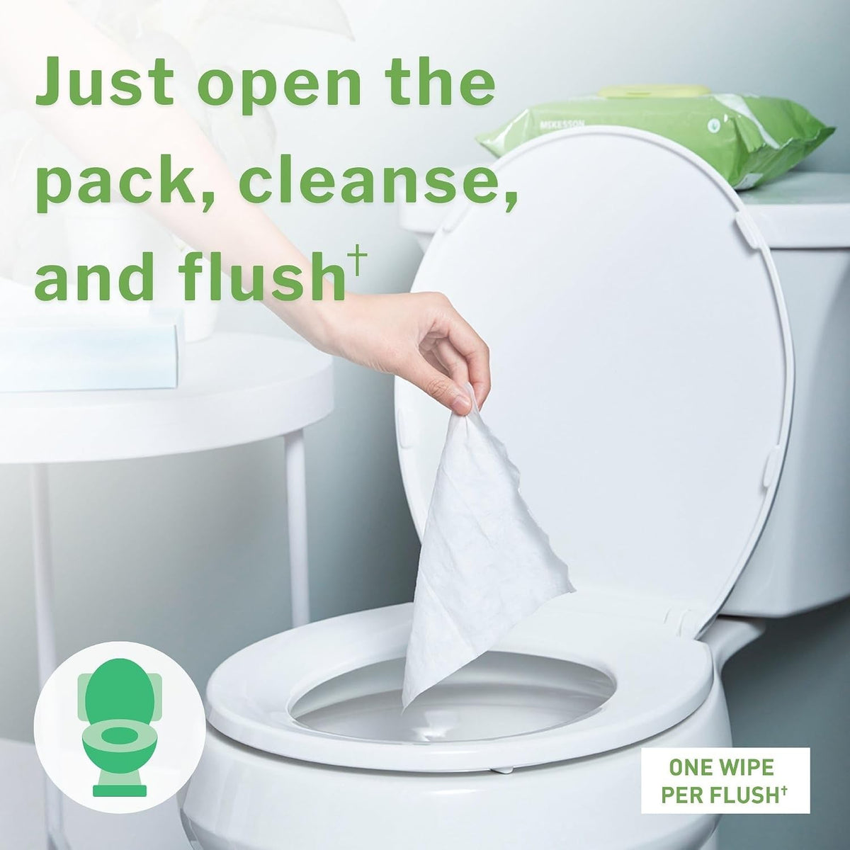 McKesson Flushable Wipes, Fresh Scent, 7" x 6.9"