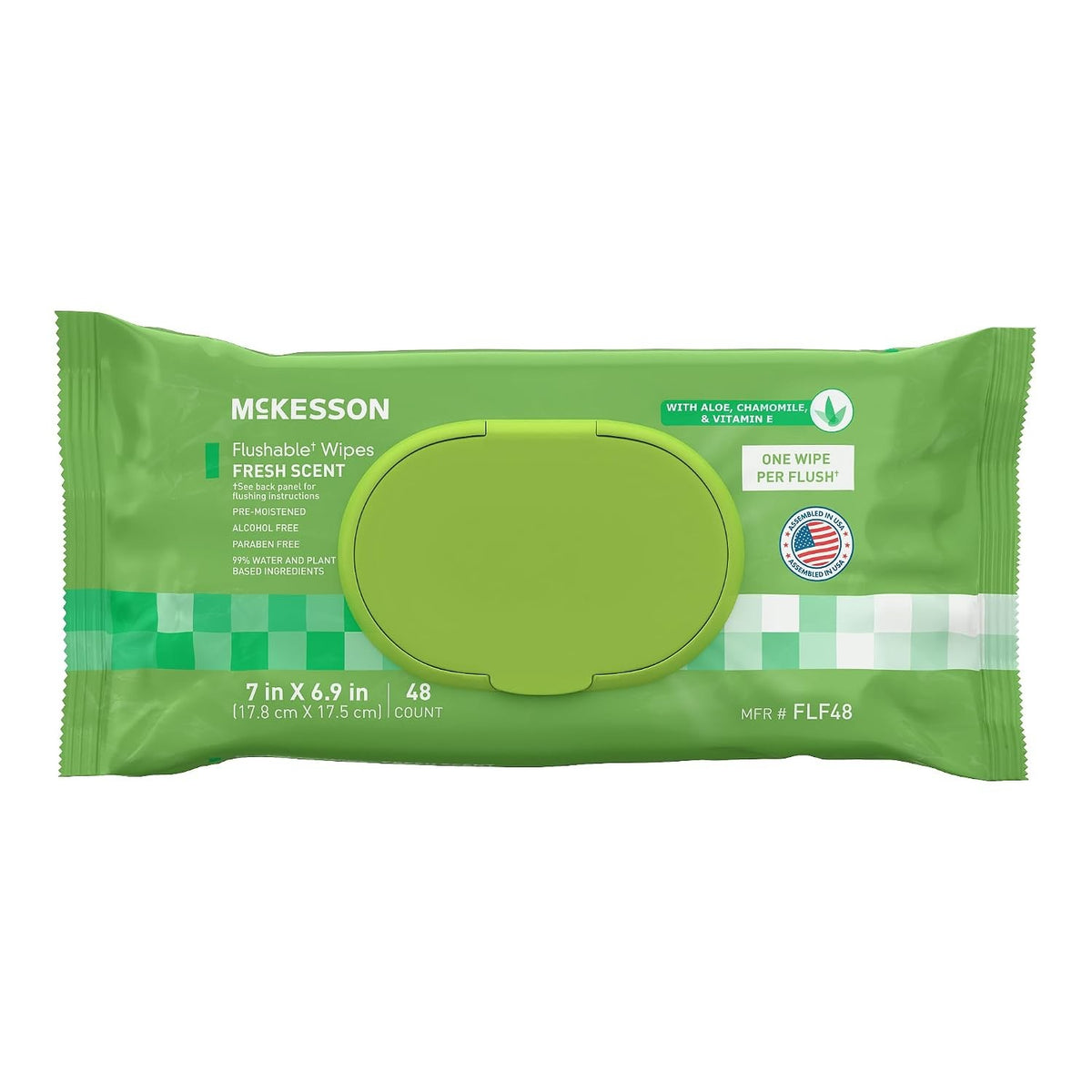 McKesson Flushable Wipes, Fresh Scent, 7" x 6.9"
