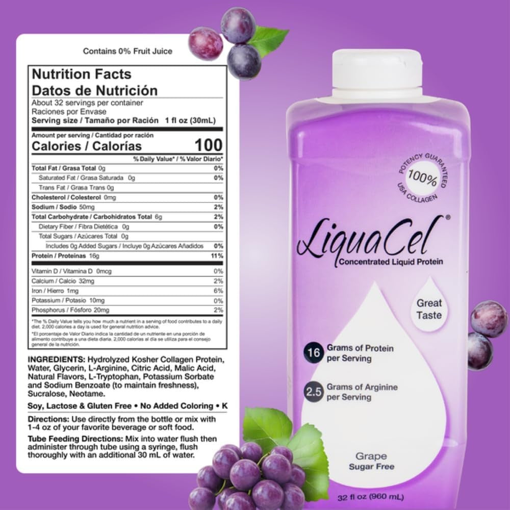 LiquaCel Concentrated Liquid Protein, Grape Flavor, 32 oz