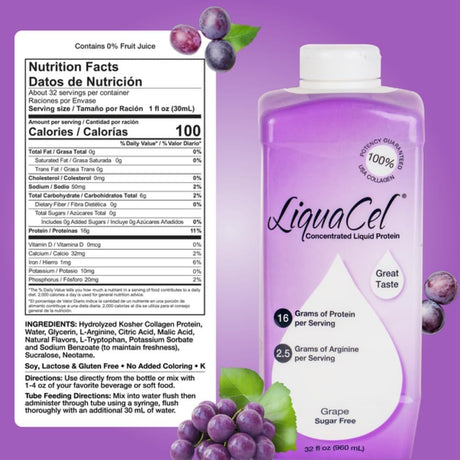 LiquaCel Concentrated Liquid Protein, Grape Flavor, 32 oz