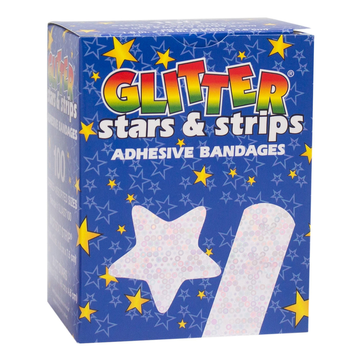 Dukal Glitter Stars & Strips Adhesive Bandages, Sterile, Assorted Sizes - GLIAST100 - LL Medico
