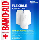 Band-Aid Flexible Rolled Gauze, 3 Inch x 2.1 Yard, 5 Rolls per Pack