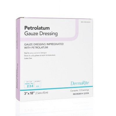 DermaRite Petrolatum Impregnated Dressing, 3 x 18 Inch