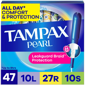 Tampax Pearl Tampons, Light / Regular / Super Absorbency, Individually Wrapped, 34 Count