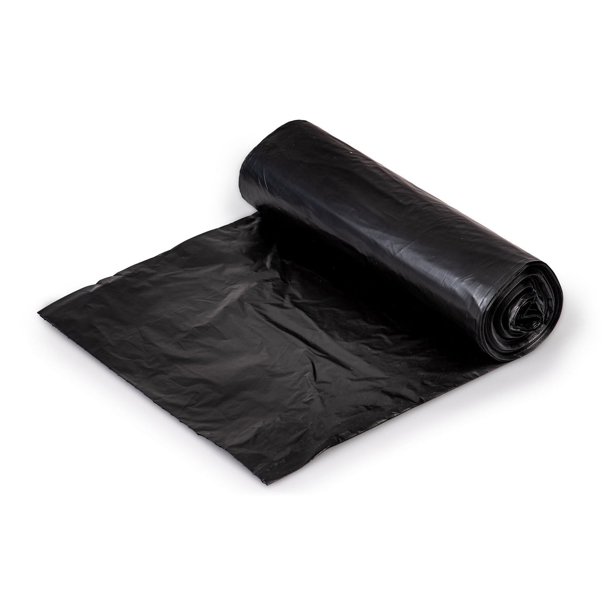 Colonial Bag Light Duty Trash Bag, Black, 10 gal, 6 Micron, 24 x 24", HDPE, X-Seal Bottom, Coreless Roll - HCR24LB - LL Medico