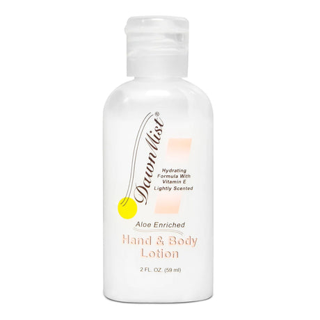 DawnMist Hand & Body Lotion, Aloe Enriched, Hydrating Formula With Vitamin E, Lightly Scented, 2 fl oz - HL02 - LL Medico
