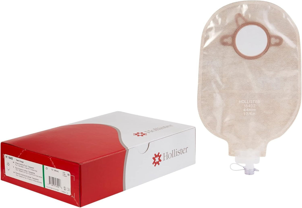 Hollister New Image Two-Piece Urostomy Pouch, Maxi, 9" Length, 1.75" Stoma, Transparent, Drainable, Non-Sterile - HOL18402 - LL Medico