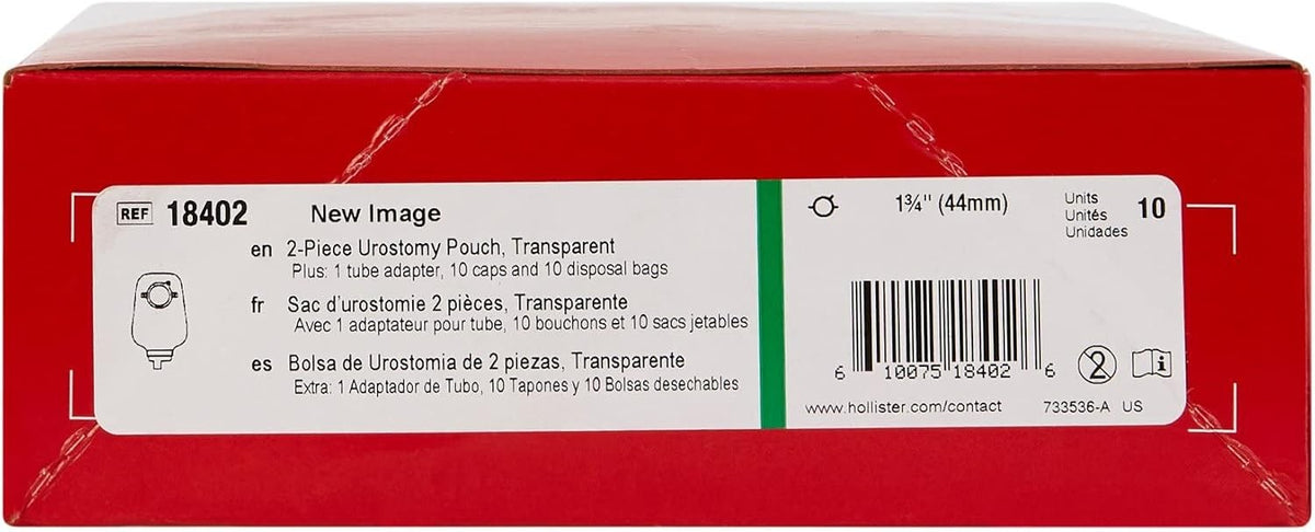 Hollister New Image Two-Piece Urostomy Pouch, Maxi, 9" Length, 1.75" Stoma, Transparent, Drainable, Non-Sterile - HOL18402 - LL Medico