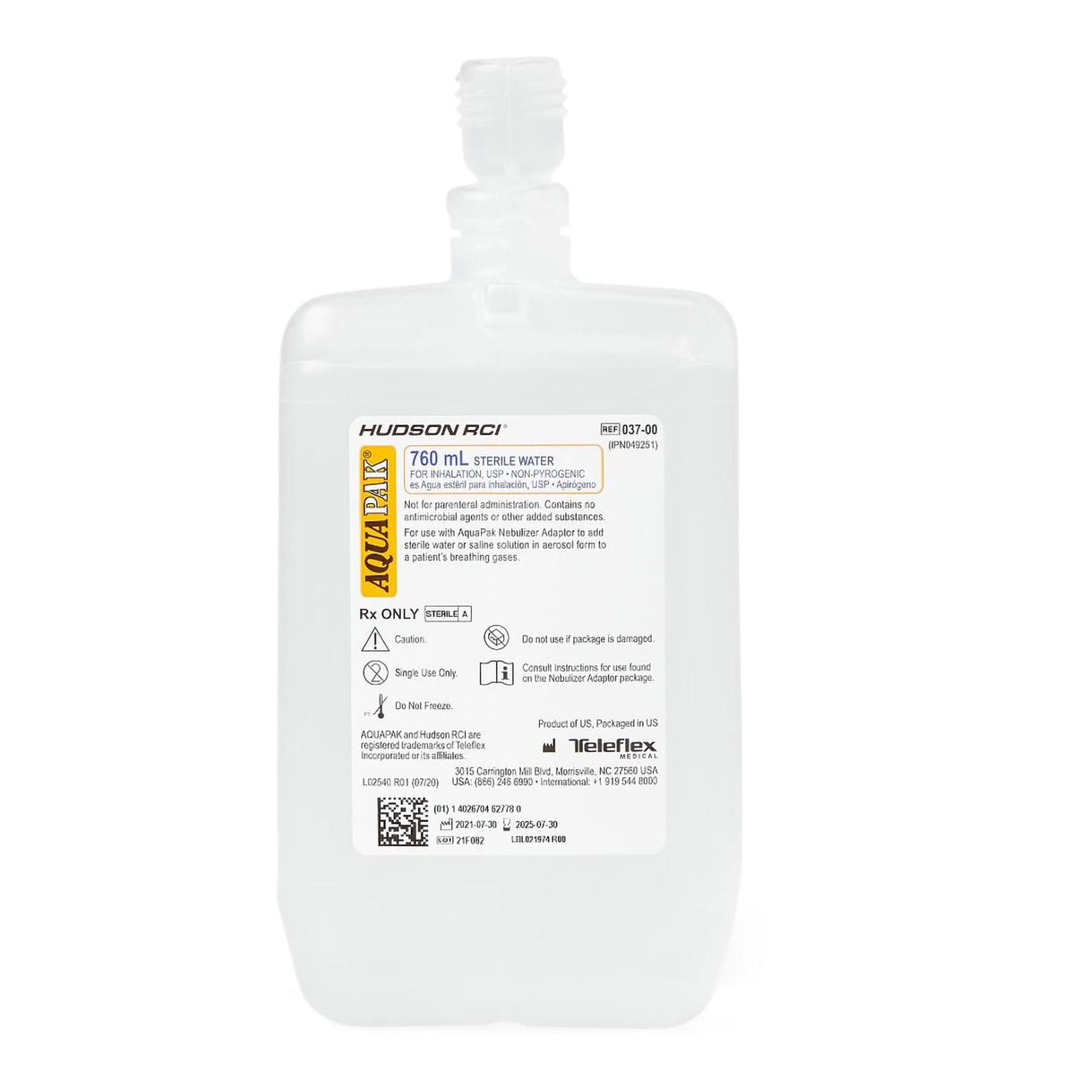 Medline Aquapak Prefilled Nebulizer with Sterile Water, 1000 mL