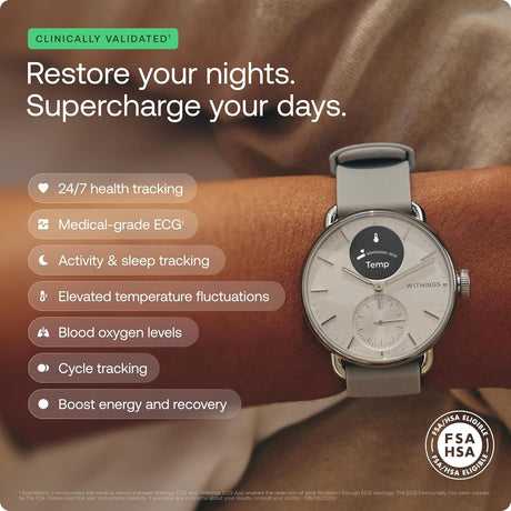 Withings ScanWatch 2 Hybrid Smartwatch, Black, 42mm