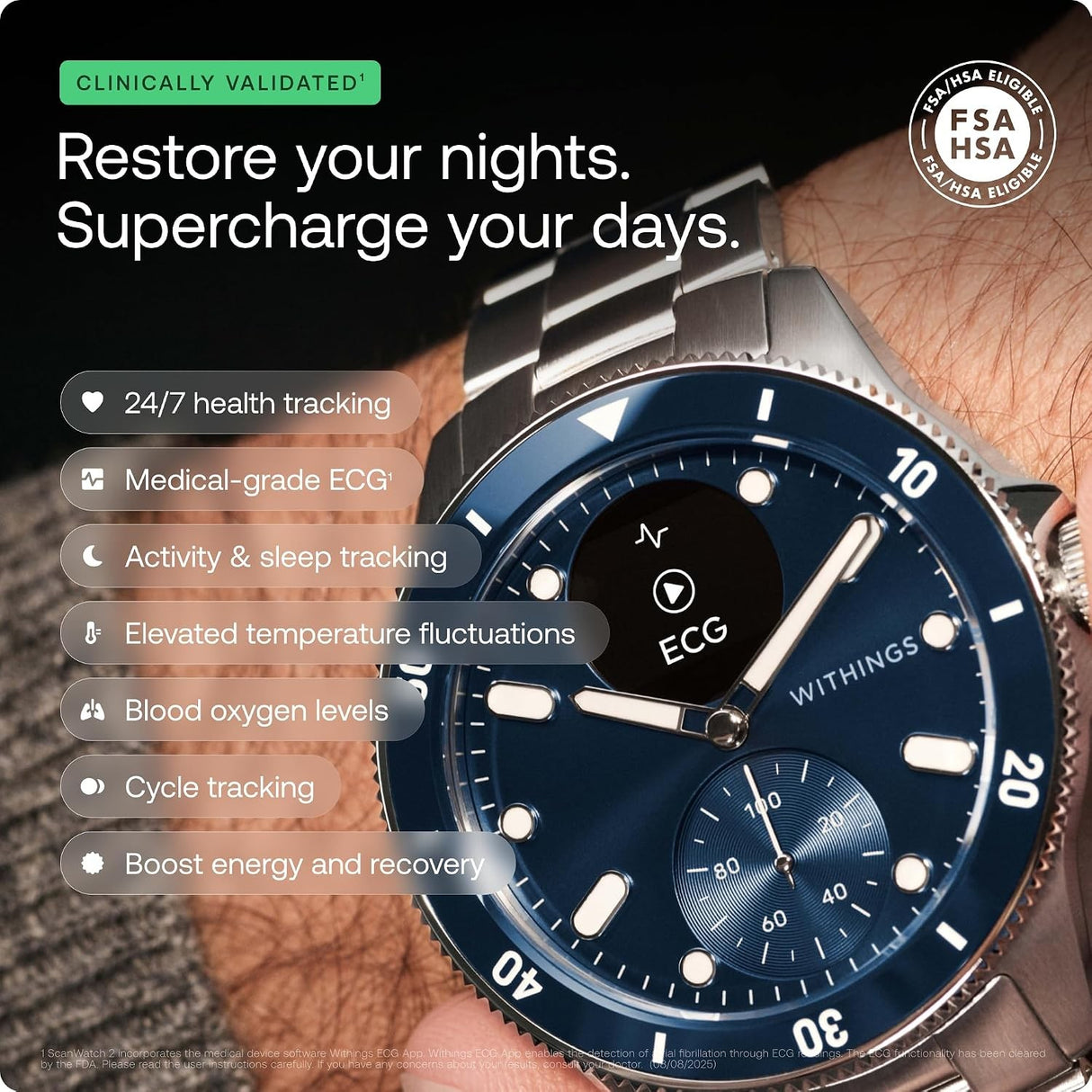 Withings ScanWatch Nova Hybrid Smart Watch, 42 mm