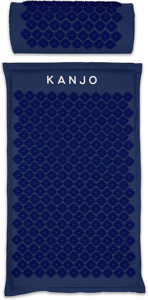 Kanjo Acupressure Mat and Pillow Set, Back Pain Relief, Navy Blue, 17" x 28"