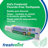 Freshmint Kids Fluoride Free Toothpaste, Bubble Gum, 0.85 oz, Box of 36