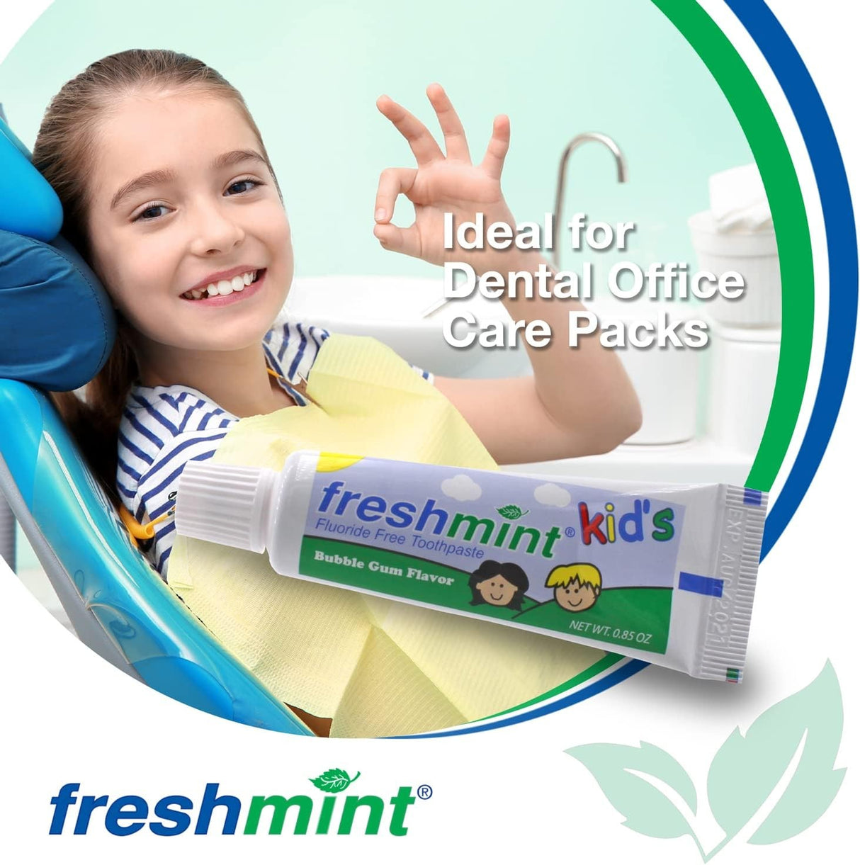 Freshmint Kids Fluoride Free Toothpaste, Bubble Gum, 0.85 oz, Box of 36