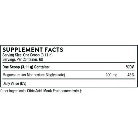 Thorne Magnesium Bisglycinate Powder, Sweet Flavor, 6.5 oz
