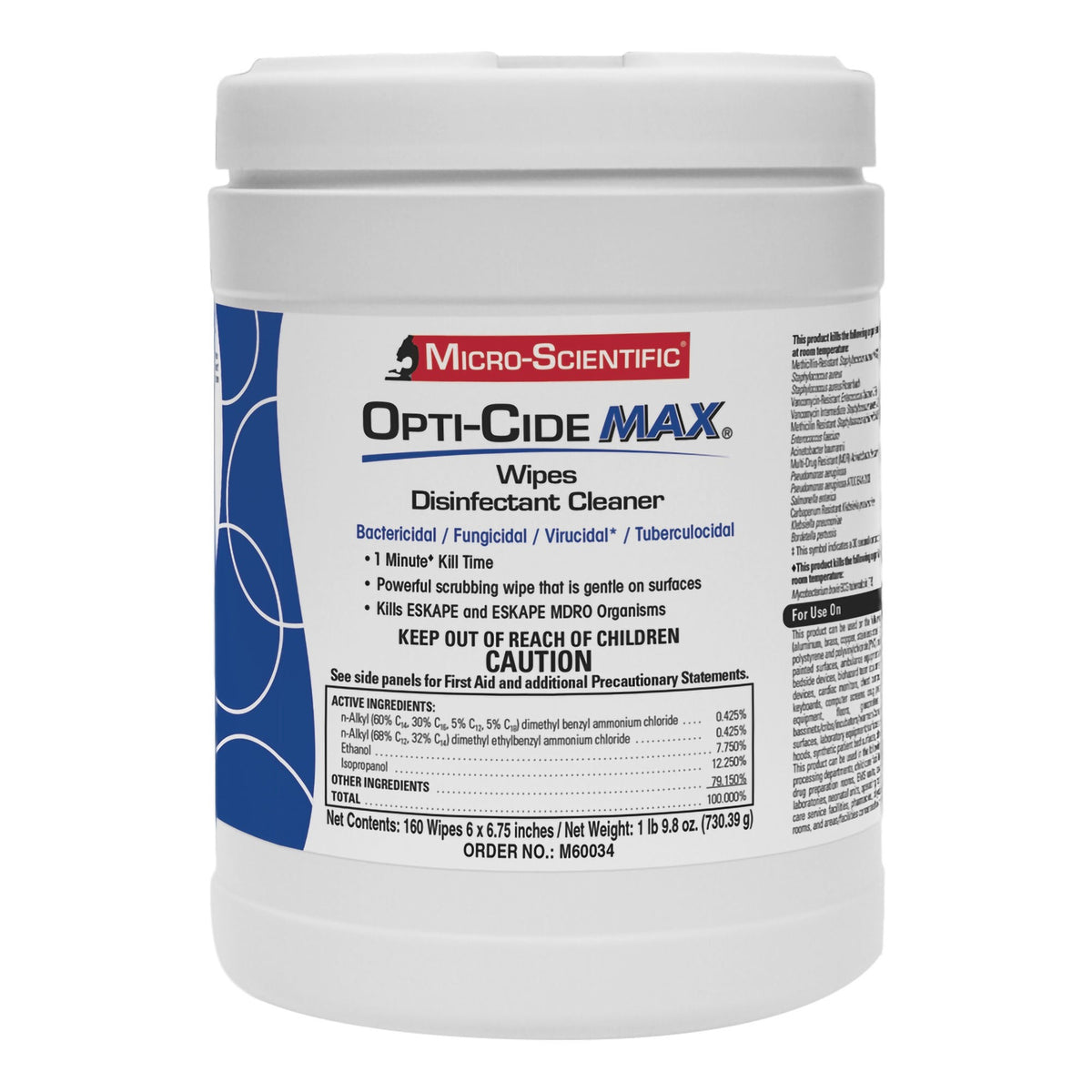 Opti-Cide Max Surface Disinfectant Cleaner Wipes, Premoistened Alcohol Based, Alcohol Scent, Nonsterile, 6 x 6.75" - M60034 - LL Medico