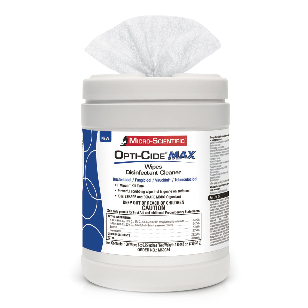 Opti-Cide Max Surface Disinfectant Cleaner Wipes, Premoistened Alcohol Based, Alcohol Scent, Nonsterile, 6 x 6.75" - M60034 - LL Medico