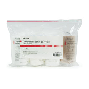 McKesson 4-Layer Compression Bandage System, Self-Adherent Closure, Tan / White, NonSterile, 30 to 40 mmHg - MCK1008 - LL Medico