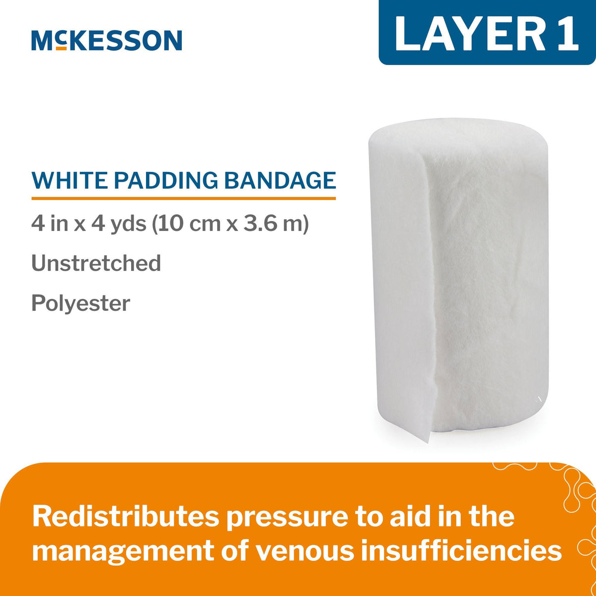 McKesson 4-Layer Compression Bandage System, Self-Adherent Closure, Tan / White, NonSterile, 30 to 40 mmHg - MCK1008 - LL Medico