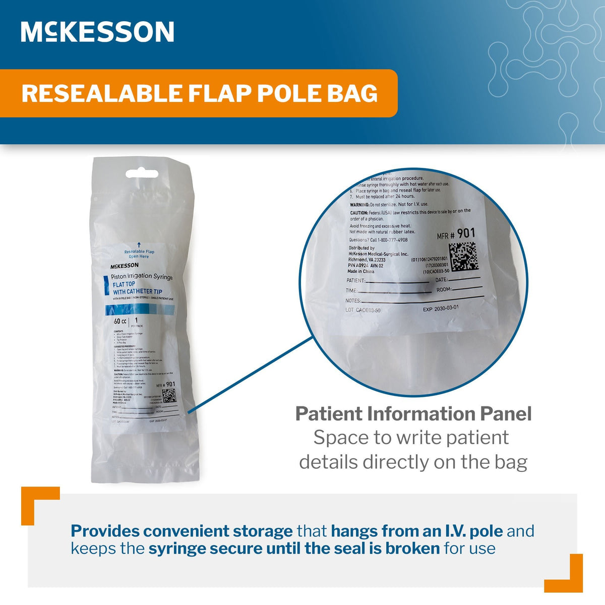 McKesson Irrigation Syringe, 60 mL, Catheter Tip, Plastic, Non-Sterile - MCK901 - LL Medico