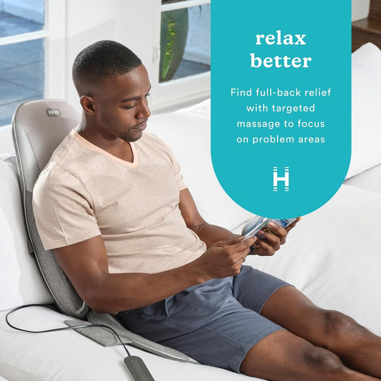 Massage Cushion with Heat HoMedics Shiatsu Pro 5-5/16 X 17-1/2 X 24-1/2 Inch
