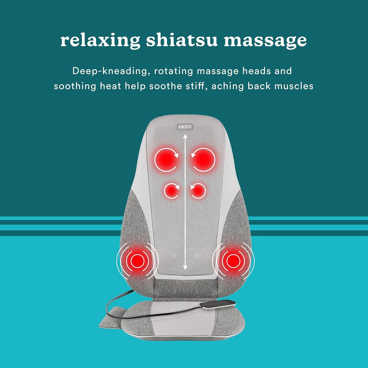 Massage Cushion with Heat HoMedics Shiatsu Pro 5-5/16 X 17-1/2 X 24-1/2 Inch