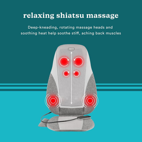 Massage Cushion with Heat HoMedics Shiatsu Pro 5-5/16 X 17-1/2 X 24-1/2 Inch