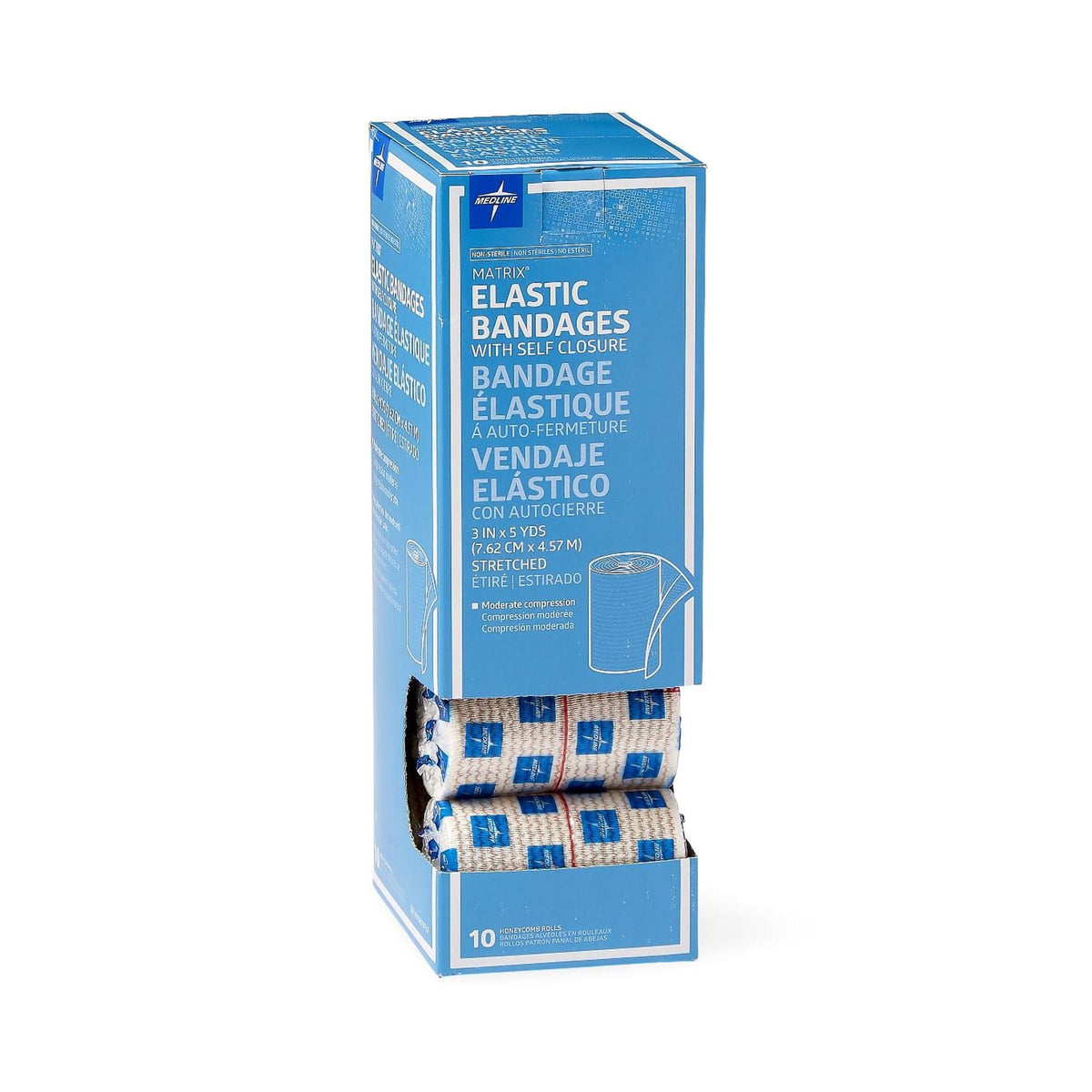 Matrix Elastic Bandage, Double Hook and Loop Closure, Natural, Cotton / Polyester, Nonsterile, Medium Compression, 5 Yard - LL Medico