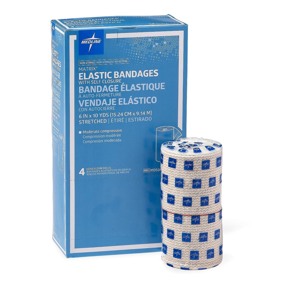 Matrix Elastic Bandage, Double Hook and Loop Closure, 6" x 10 yd, Natural, Cotton/Polyester, Nonsterile, Medium Compression - MDS087106LF-Single - LL Medico