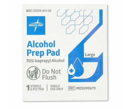 Medline Alcohol Prep Pads, Sterile, 70% Isopropyl Alcohol