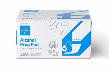 Medline Alcohol Prep Pads, Sterile, 70% Isopropyl Alcohol