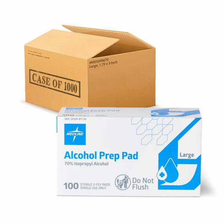 Medline Alcohol Prep Pads, Sterile, 70% Isopropyl Alcohol