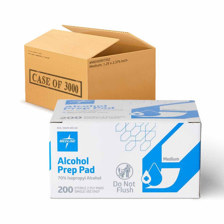 Medline Alcohol Prep Pads, Sterile, 70% Isopropyl Alcohol