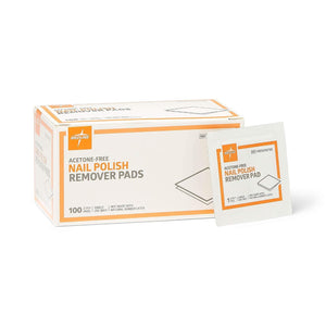 Medline Acetone-Free Nail Polish Remover Pads, Box of 100