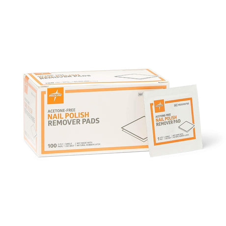 Medline Acetone-Free Nail Polish Remover Pads, Box of 100
