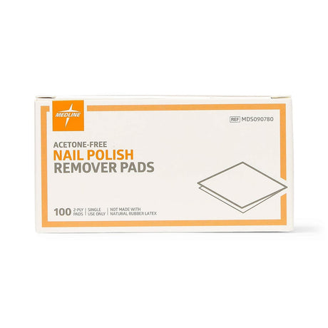 Medline Acetone-Free Nail Polish Remover Pads, Box of 100