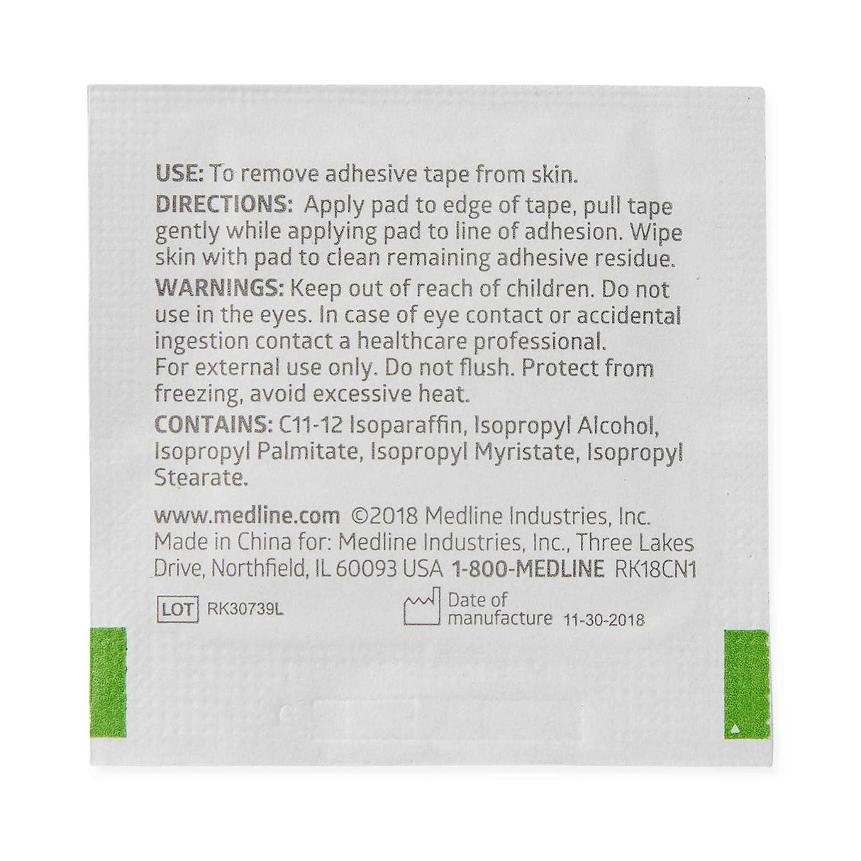 Medline Adhesive Remover, 1¼ x 1½ Inch Wipe