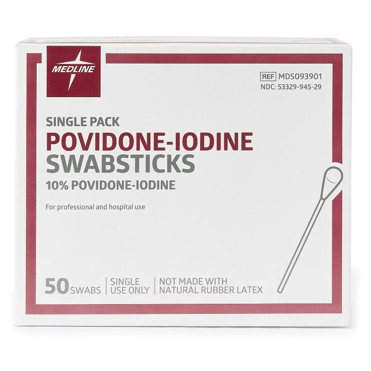 Medline Povidone-Iodine Swabsticks, 10%, Single Use