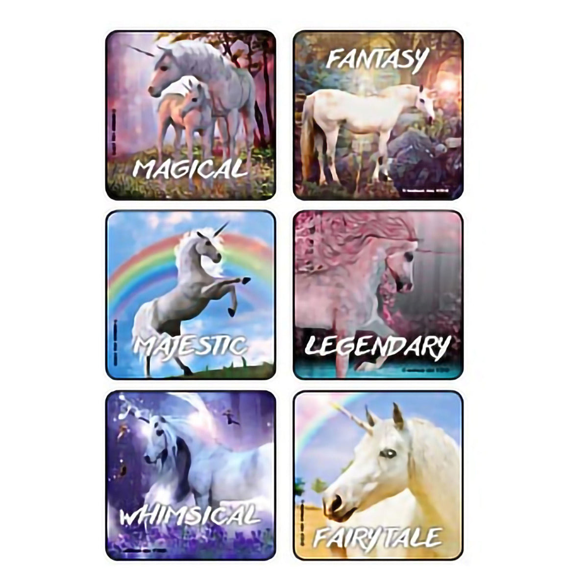 Kids Love Stickers, Fantasy Unicorns Stickers, 2.5" x 2.5" - MED2956 - LL Medico