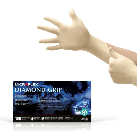 Microflex Diamond Grip Powder-Free Latex Exam Gloves, White