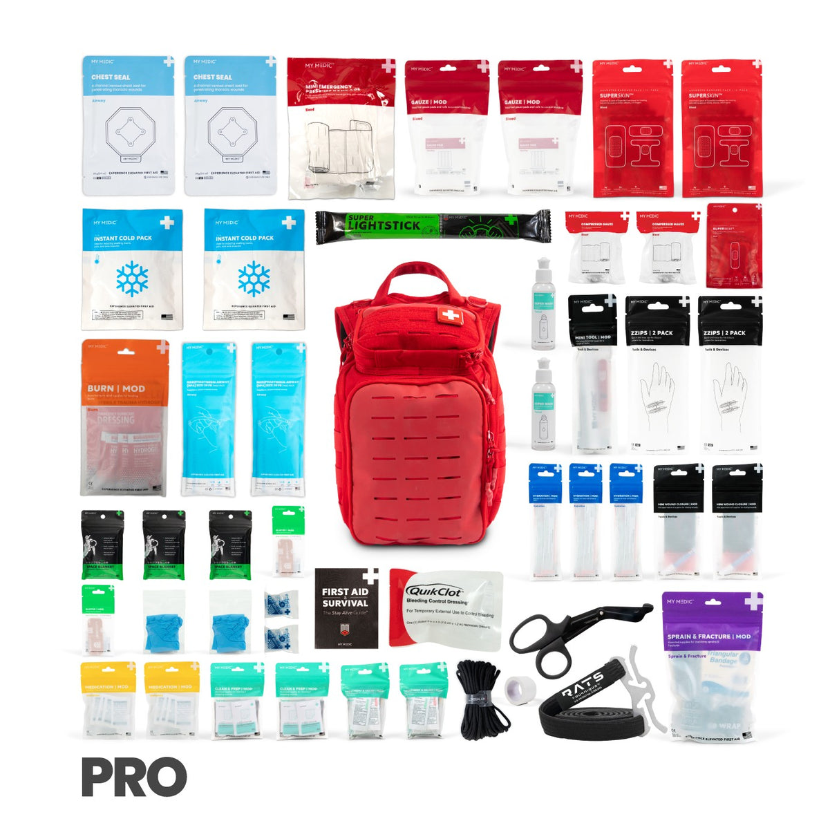 My Medic Recon Pro First Aid Kit, Red - MM-KIT-U-LG-RED-PRO - LL Medico