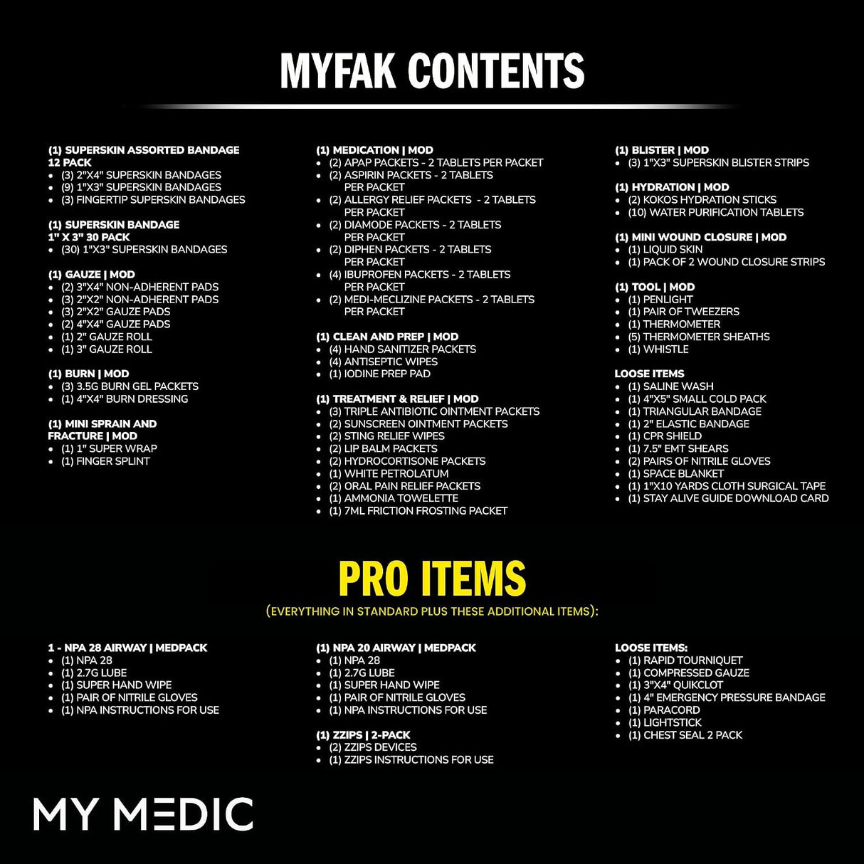 My Medic MYFAK Pro First Aid Kit, Trauma & Medical Supplies for Survival, Black