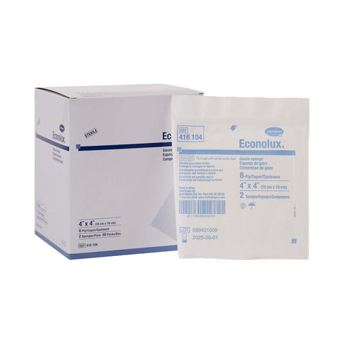 Econolux Gauze Sponge, 4 x 4 Inch, 8-Ply
