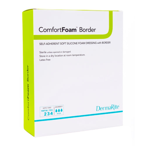ComfortFoam Bordered Foam Wound Dressing w/ Soft Silicone Adhesive, 4 x 12 Inch