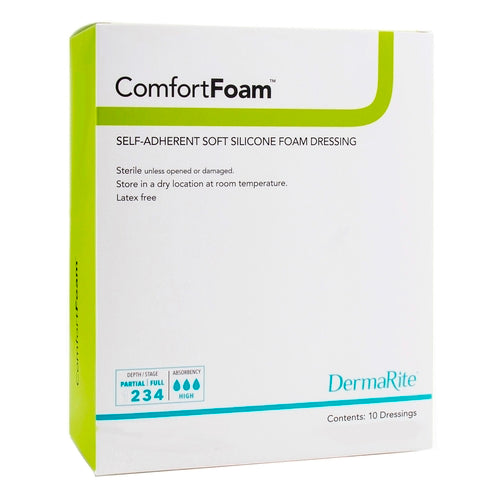 ComfortFoam Silicone Adhesive without Border Silicone Foam Dressing, 4 x 5 Inch