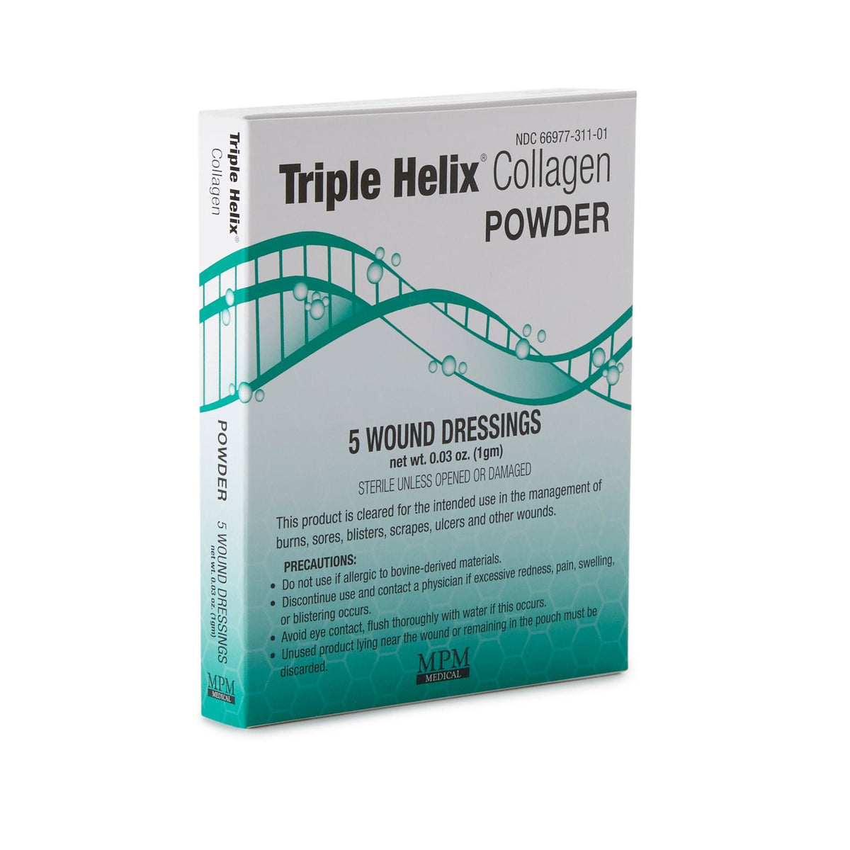Triple Helix Collagen Powder, Bovine Wound Dressing, White, Collagen, Sterile, 1 Gram - MP00311-Single - LL Medico