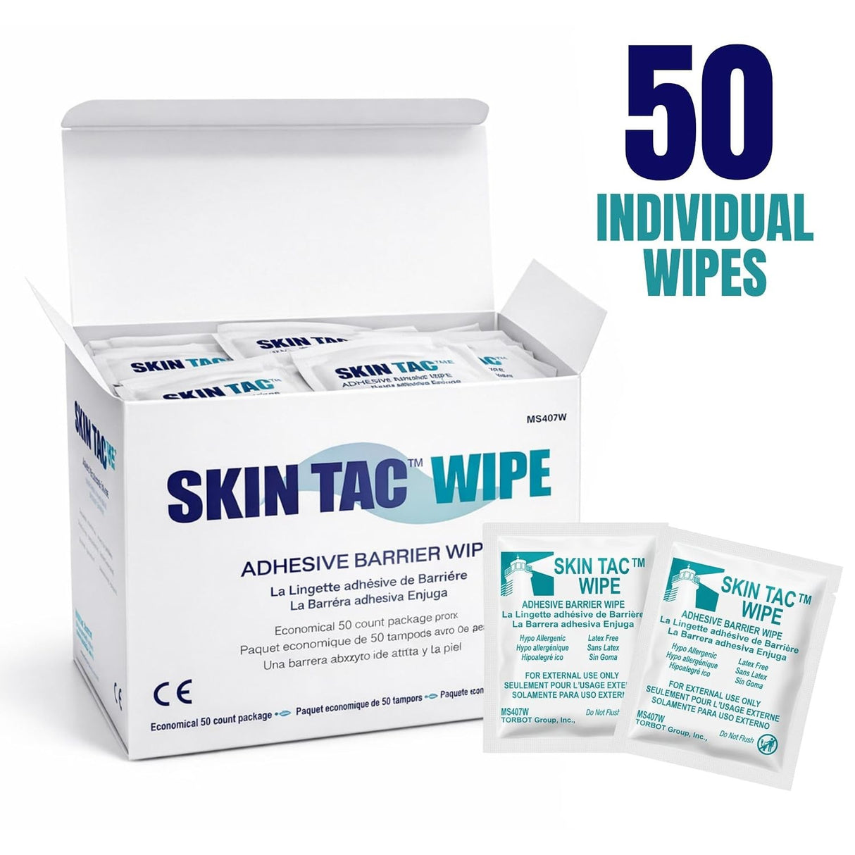 Torbot Skin Tac Skin Barrier Wipe, 2 x 2 Inch